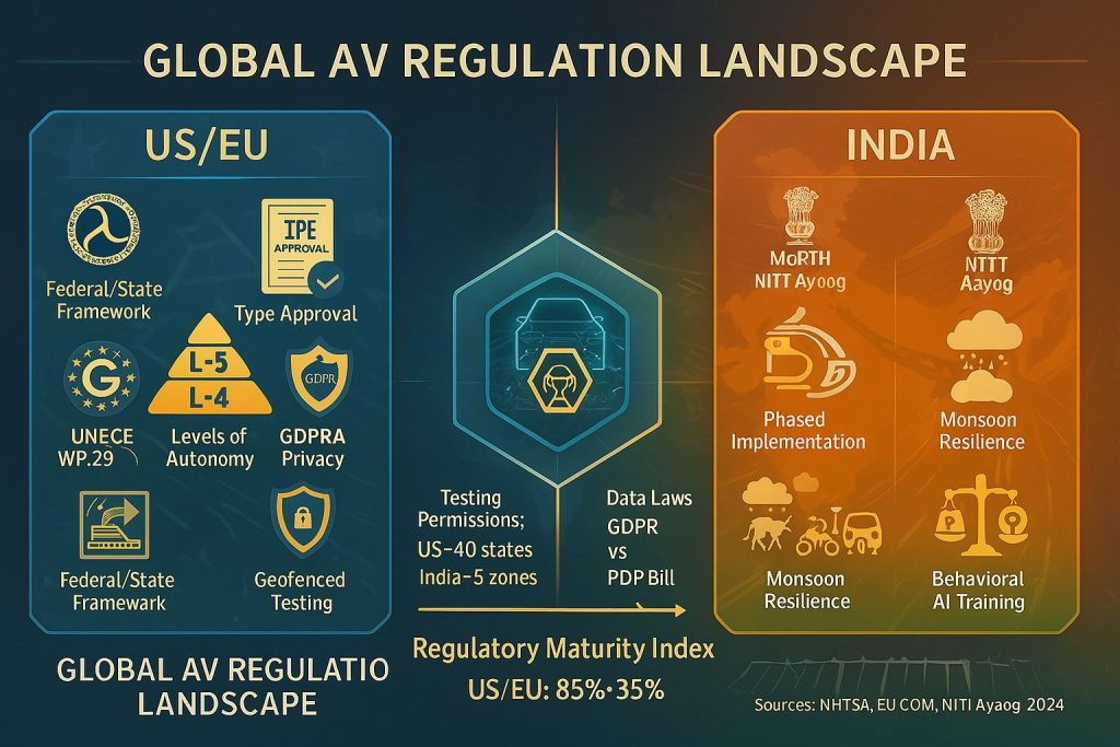 Self-driving car regulations comparison: USA Europe India | Liability insurance laws