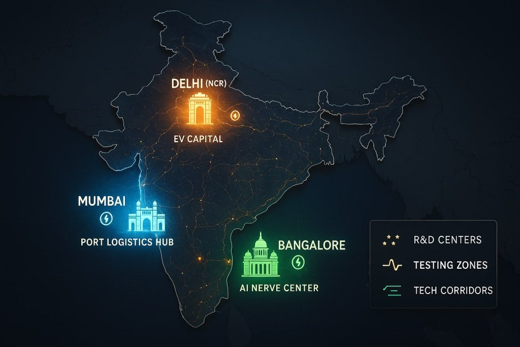 Autonomous taxi economic benefits India | Job creation EV charging infra smart cities