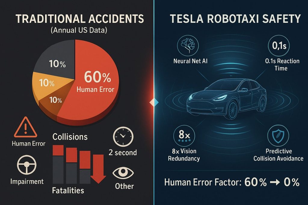 Autonomous vehicle safety stats vs human drivers | Zero-emission electric RoboTaxi