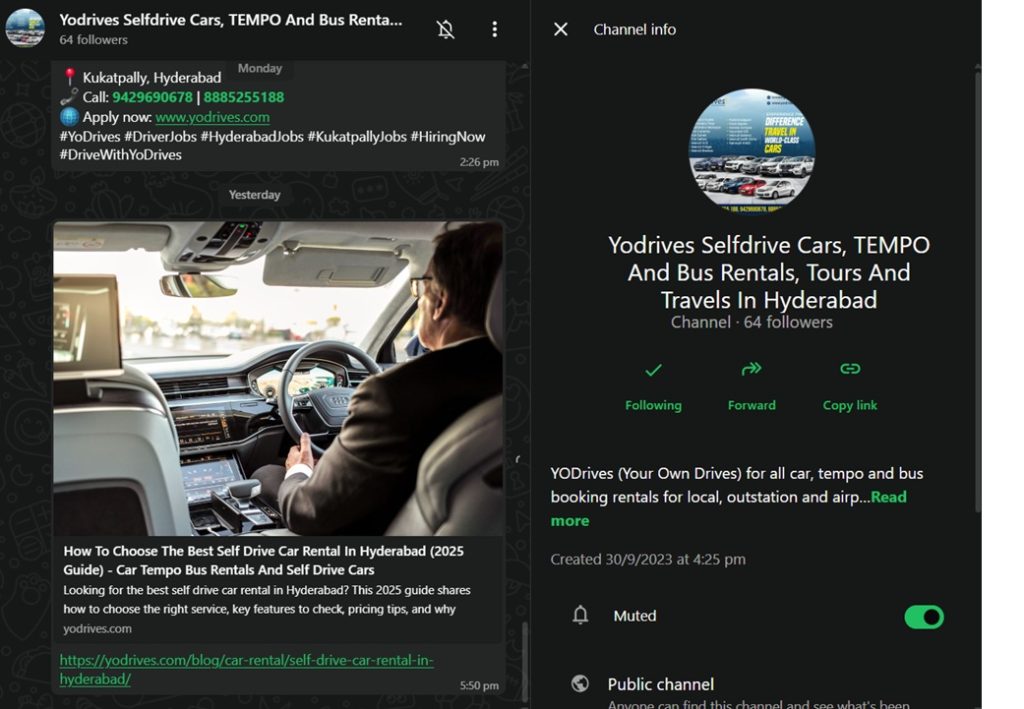 Steps to get YoDrives promo code on WhatsApp