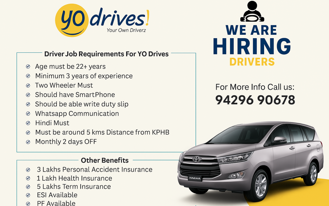 Top Driver Jobs in Hyderabad – YoDrives Hiring Now