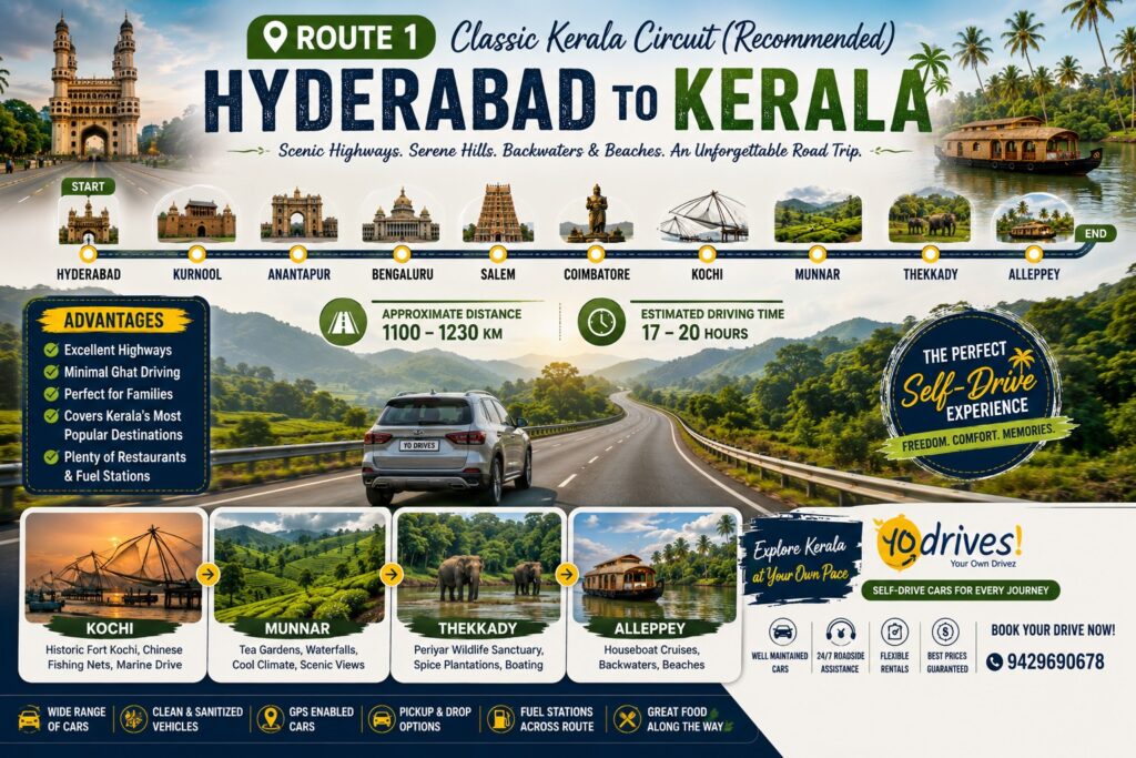 Hyderabad to Kerala Road Trip
